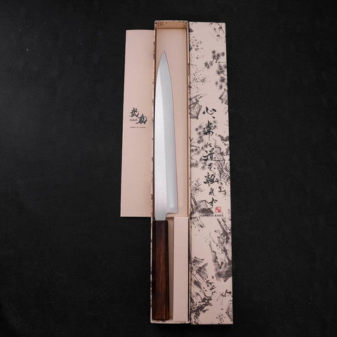 Yanagiba AUS-8 Polished Sumi Urushi Handle 270mm (10.6”)-[Musashi]-[Japanese-Kitchen-Knives]