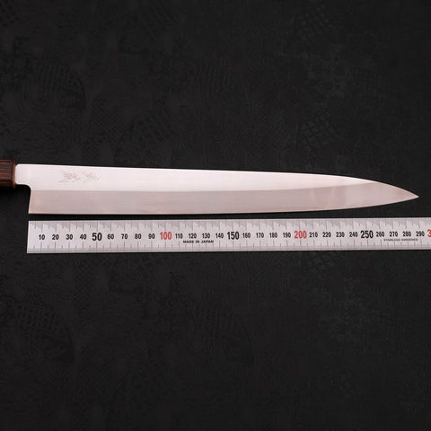 Yanagiba AUS-8 Polished Sumi Urushi Handle 300mm (11.8”)-[Musashi]-[Japanese-Kitchen-Knives]