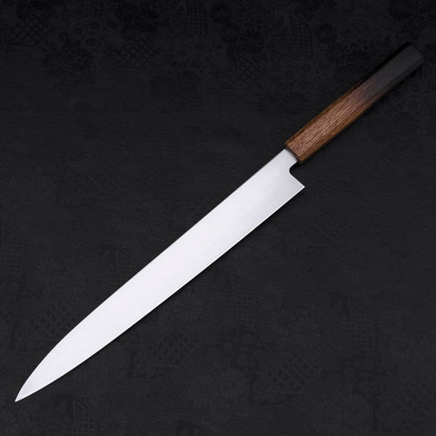 Yanagiba AUS-8 Polished Yaki Urushi Handle 300mm (11.8”)-[Musashi]-[Japanese-Kitchen-Knives]