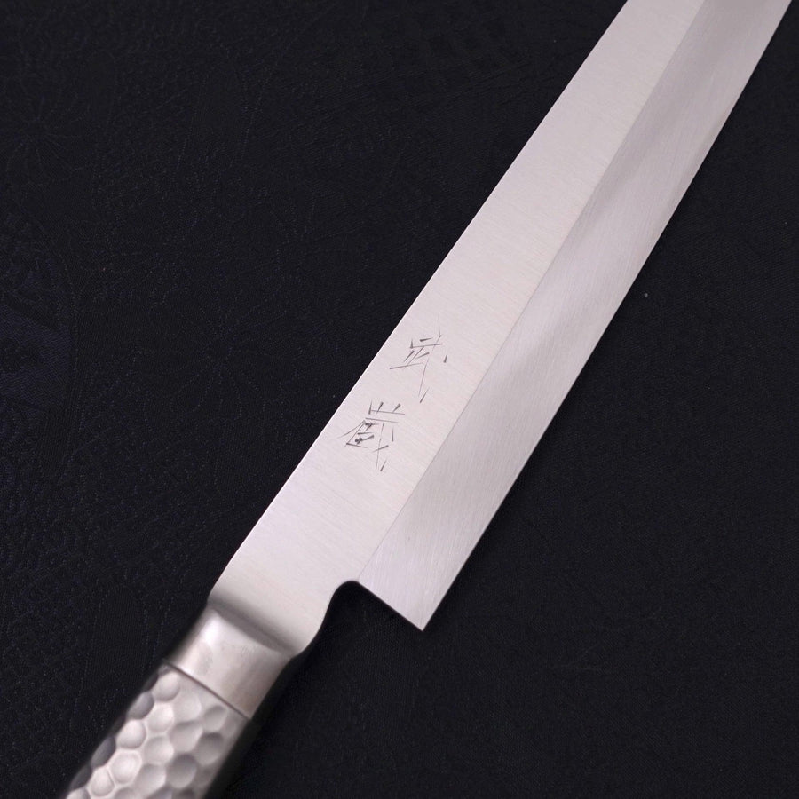 Yanagiba All-Stainless Pure-Molybdenum 210mm-Molybdenum-Polished-Western Handle-[Musashi]-[Japanese-Kitchen-Knives]