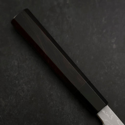 Yanagiba Blue Steel #1 Suminagashi Buffalo Ebony Handle With Sheath 270mm (10.6”)-[Musashi]-[Japanese-Kitchen-Knives]