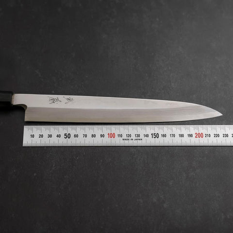 Yanagiba Blue Steel #2 Damascus Buffalo Ebony Handle 210mm (8.3”)-[Musashi]-[Japanese-Kitchen-Knives]