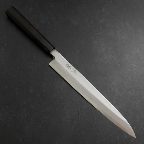 Yanagiba Blue Steel #2 Damascus Buffalo Ebony Handle 210mm (8.3”)-[Musashi]-[Japanese-Kitchen-Knives]