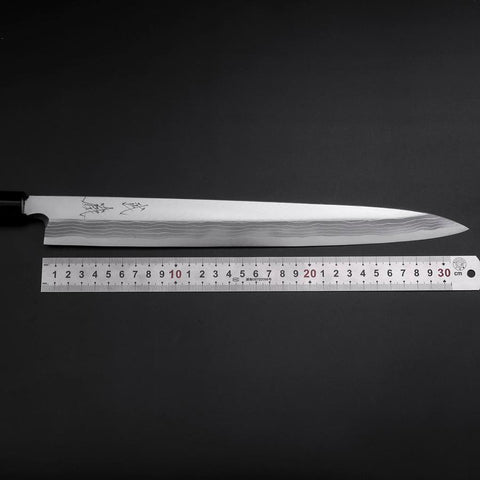 Yanagiba Blue Steel #2 Damascus Shitan Handle 330mm-[Musashi]-[Japanese-Kitchen-Knives]