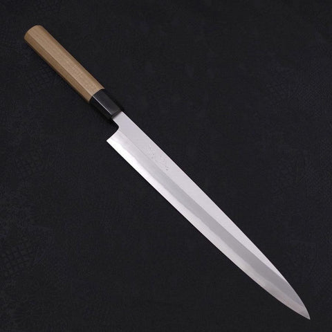 Yanagiba Blue Steel #2 Kasumi Buffalo Magnolia Handle 270mm (10.6”)-[Musashi]-[Japanese-Kitchen-Knives]