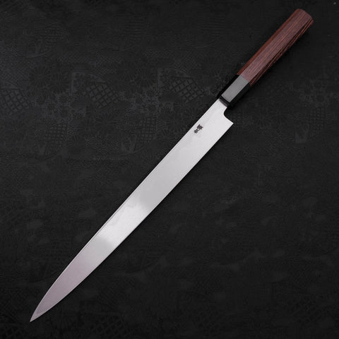 Yanagiba Blue Steel #2 Kasumi Buffalo Wenge Handle 300mm (11.8”)-[Musashi]-[Japanese-Kitchen-Knives]