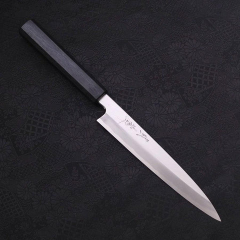 Yanagiba Blue Steel #2 Kasumi Dark-Blue Urushi Handle 180mm (7”)-[Musashi]-[Japanese-Kitchen-Knives]