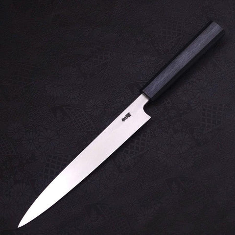 Yanagiba Blue Steel #2 Kasumi Dark-Blue Urushi Handle 210mm (8.3”)-[Musashi]-[Japanese-Kitchen-Knives]