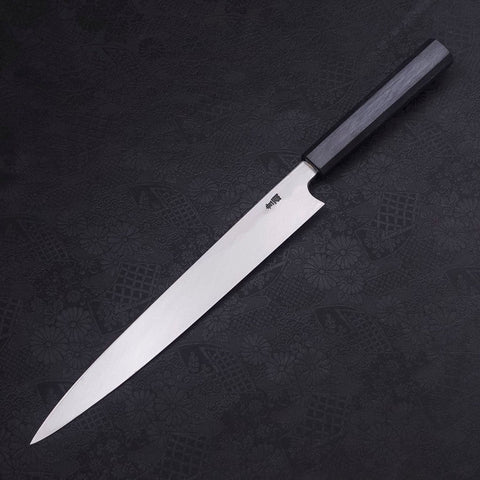 Yanagiba Blue Steel #2 Kasumi Dark-Blue Urushi Handle 270mm (10.6”)-[Musashi]-[Japanese-Kitchen-Knives]