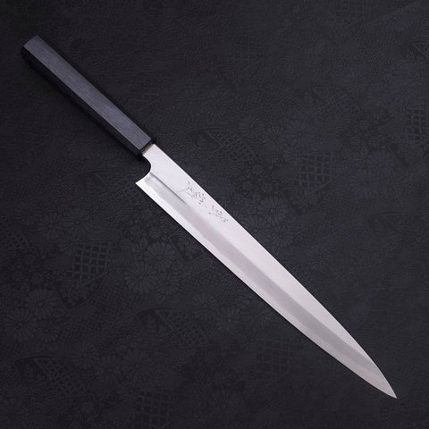 Yanagiba Blue Steel #2 Kasumi Dark-Blue Urushi Handle 270mm (10.6”)-[Musashi]-[Japanese-Kitchen-Knives]