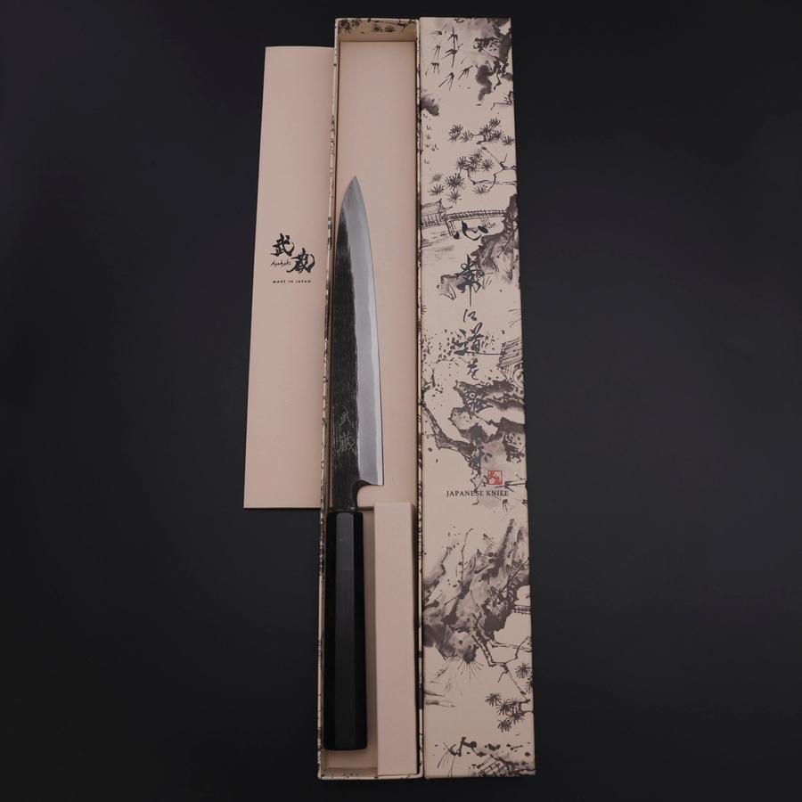 柳刃 片刃 青紙2号 黒打 八角紫檀柄 270mm – MUSASHI