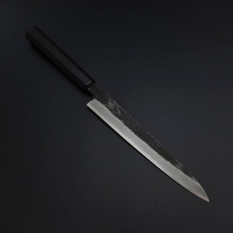 Yanagiba Blue Steel #2 Kurouchi Buffalo Ebony Handle 200mm (7.9”)-[Musashi]-[Japanese-Kitchen-Knives]