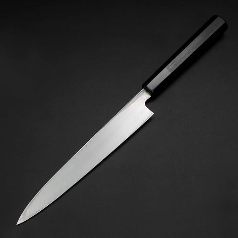 Yanagiba Blue Steel #2 Kurouchi Buffalo Ebony Handle 210mm (8.3”)-[Musashi]-[Japanese-Kitchen-Knives]