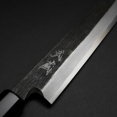 Yanagiba Blue Steel #2 Kurouchi Buffalo Ebony Handle 210mm (8.3”)-[Musashi]-[Japanese-Kitchen-Knives]