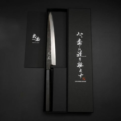 Yanagiba Blue Steel #2 Kurouchi Buffalo Ebony Handle 210mm-[Musashi]-[Japanese-Kitchen-Knives]