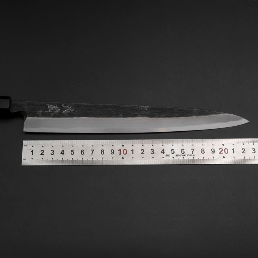 柳刃 青紙2号 黒打 槌目 焼漆柄 300mm – MUSASHI