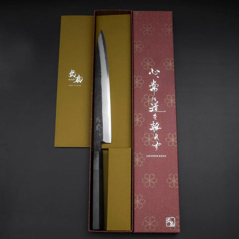Yanagiba Blue Steel #2 Kurouchi Buffalo Ebony Handle 240mm-[Musashi]-[Japanese-Kitchen-Knives]