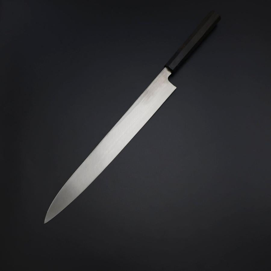 柳刃 青紙2号 黒打 槌目 焼漆柄 300mm – MUSASHI