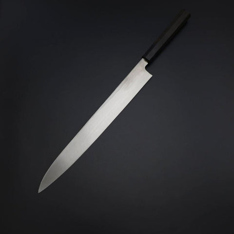 Yanagiba Blue Steel #2 Kurouchi Buffalo Ebony Handle 290mm (11.4”)-[Musashi]-[Japanese-Kitchen-Knives]