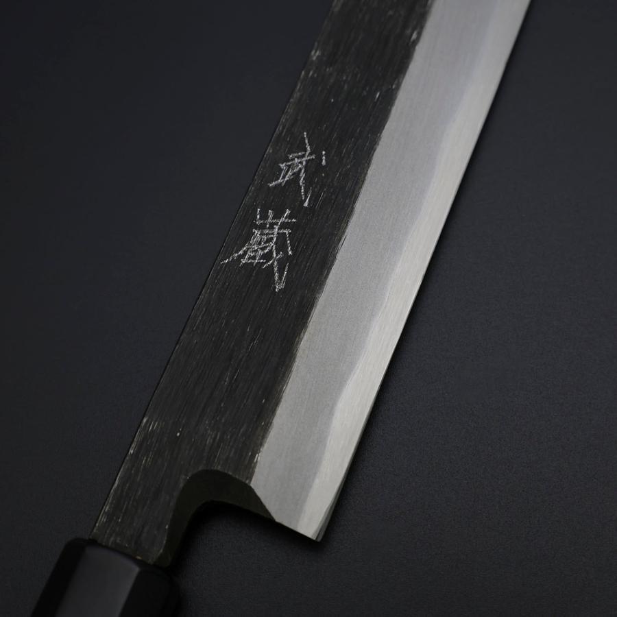 柳刃 青紙2号 黒打 槌目 焼漆柄 300mm – MUSASHI