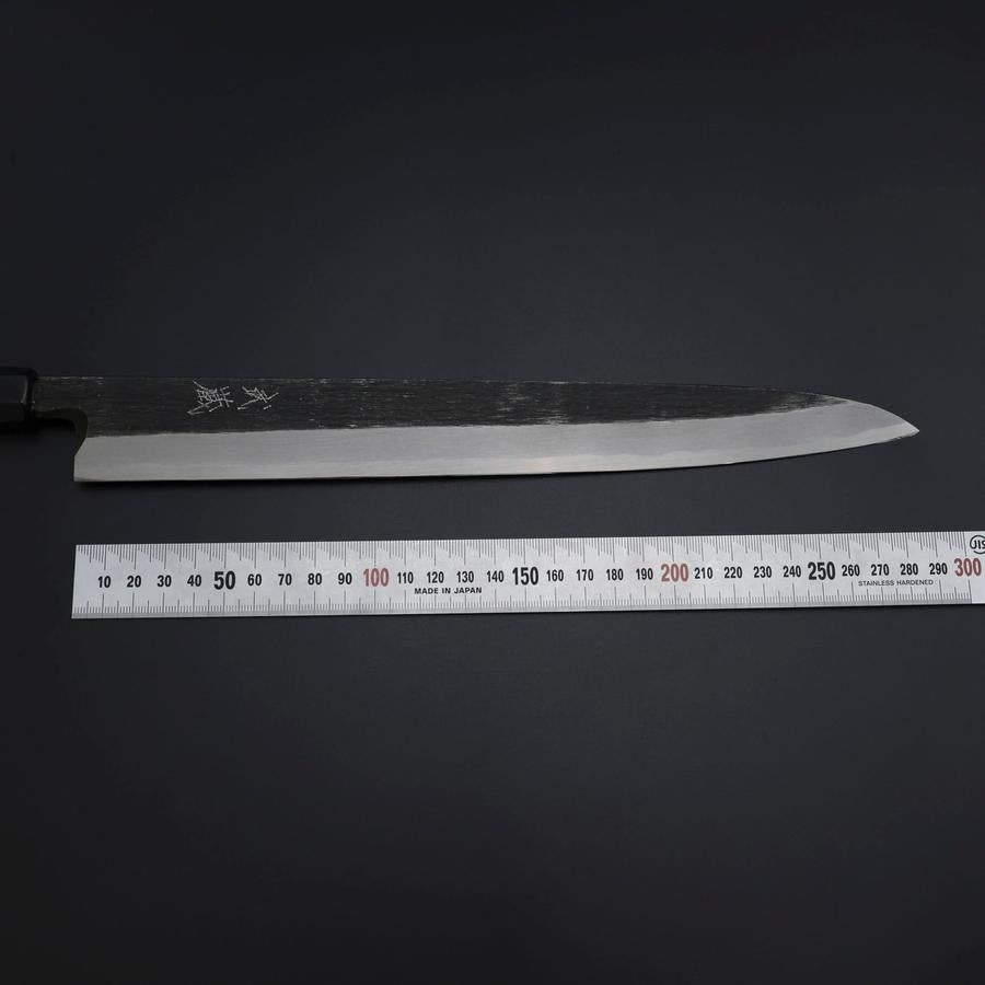 柳刃 青紙2号 黒打 槌目 焼漆柄 300mm – MUSASHI