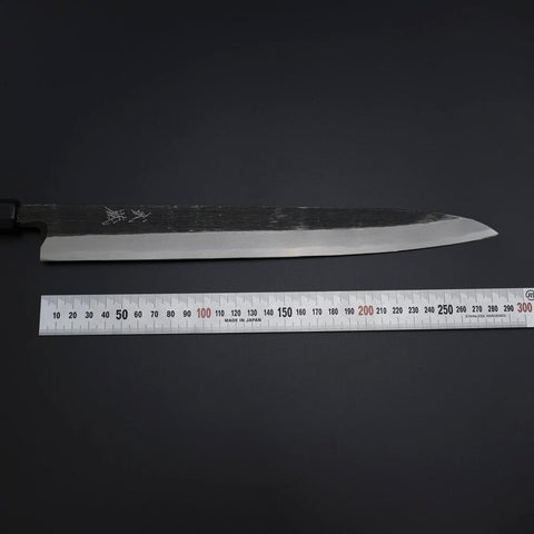 Yanagiba Blue Steel #2 Kurouchi Buffalo Ebony Handle 290mm (11.4”)-[Musashi]-[Japanese-Kitchen-Knives]