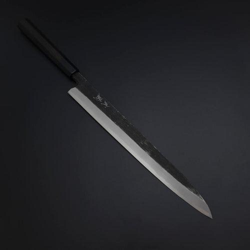 Yanagiba Blue Steel #2 Kurouchi Buffalo Ebony Handle 290mm (11.4”)-[Musashi]-[Japanese-Kitchen-Knives]
