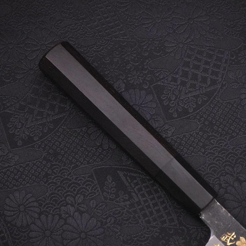 Yanagiba Blue Steel #2 Kurouchi Chokin Sakura-Fuji Silver Buffalo Ebony Handle 240mm-[Musashi]-[Japanese-Kitchen-Knives]