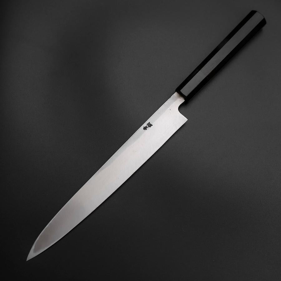 Yanagiba Blue Steel #2 Kurouchi Tsuchime Buffalo Ebony Handle