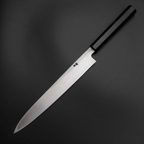 Yanagiba Blue Steel #2 Kurouchi Tsuchime Buffalo Ebony Handle 230mm-[Musashi]-[Japanese-Kitchen-Knives]