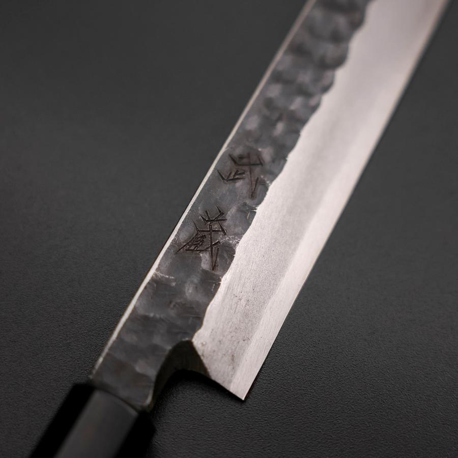 Yanagiba Blue Steel #2 Kurouchi Tsuchime Buffalo Ebony Handle