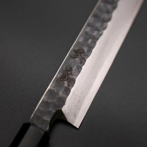 Yanagiba Blue Steel #2 Kurouchi Tsuchime Buffalo Ebony Handle 230mm-[Musashi]-[Japanese-Kitchen-Knives]