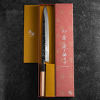 Yanagiba Blue Steel #2 Kurouchi Tsuchime Magnolia Handle 270mm (10.6”)-[Musashi]-[Japanese-Kitchen-Knives]
