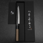 Yanagiba Blue Steel #2 Kurouchi Tsuchime Walnut Handle 165mm (6.5”)-[Musashi]-[Japanese-Kitchen-Knives]