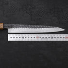 Yanagiba Blue Steel #2 Kurouchi Tsuchime Yaki Urushi Handle 200mm (7.9”)-[Musashi]-[Japanese-Kitchen-Knives]