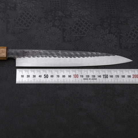 Yanagiba Blue Steel #2 Kurouchi Tsuchime Yaki Urushi Handle 200mm (7.9”)-[Musashi]-[Japanese-Kitchen-Knives]