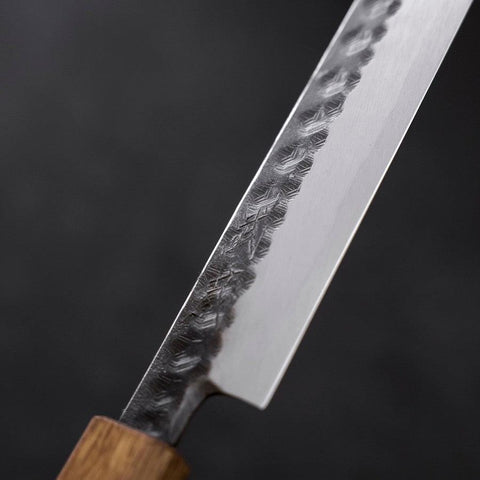 Yanagiba Blue Steel #2 Kurouchi Tsuchime Yaki Urushi Handle 200mm-[Musashi]-[Japanese-Kitchen-Knives]