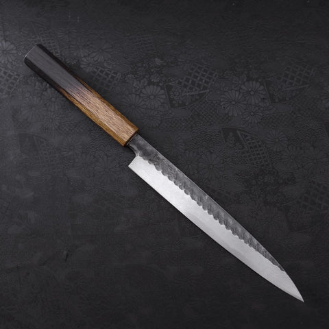 Yanagiba Blue Steel #2 Kurouchi Tsuchime Yaki Urushi Handle 200mm-[Musashi]-[Japanese-Kitchen-Knives]