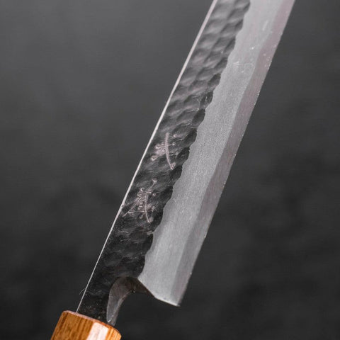 Yanagiba Blue Steel #2 Kurouchi Tsuchime Yaki Urushi Handle 300mm (11.8”)-[Musashi]-[Japanese-Kitchen-Knives]