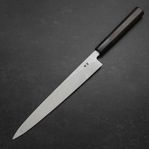Yanagiba Blue Steel #2 Suminagashi Buffalo Ebony Handle 240mm (9.4”)-[Musashi]-[Japanese-Kitchen-Knives]