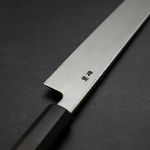 Yanagiba Blue Steel #2 Suminagashi Buffalo Ebony Handle 240mm (9.4”)-[Musashi]-[Japanese-Kitchen-Knives]