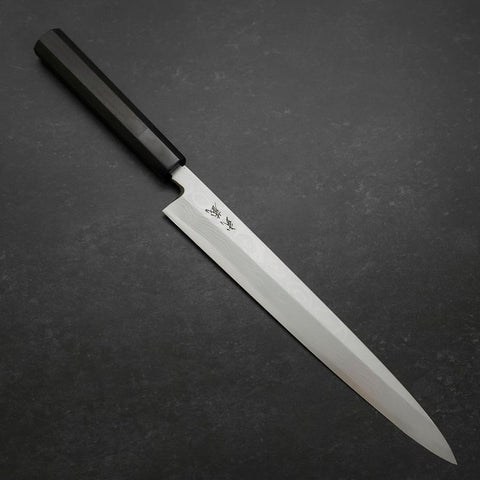 Yanagiba Blue Steel #2 Suminagashi Buffalo Ebony Handle 270mm (10.6”)-[Musashi]-[Japanese-Kitchen-Knives]