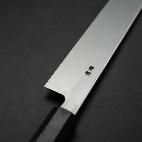 Yanagiba Blue Steel #2 Suminagashi Buffalo Ebony Handle 300mm (11.8”)-[Musashi]-[Japanese-Kitchen-Knives]