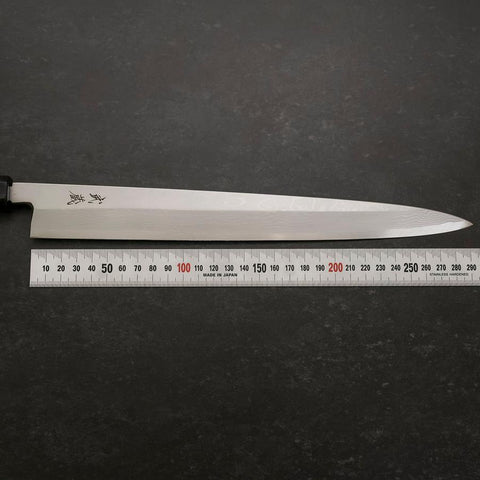 Yanagiba Blue Steel #2 Suminagashi Buffalo Ebony Handle 300mm (11.8”)-[Musashi]-[Japanese-Kitchen-Knives]