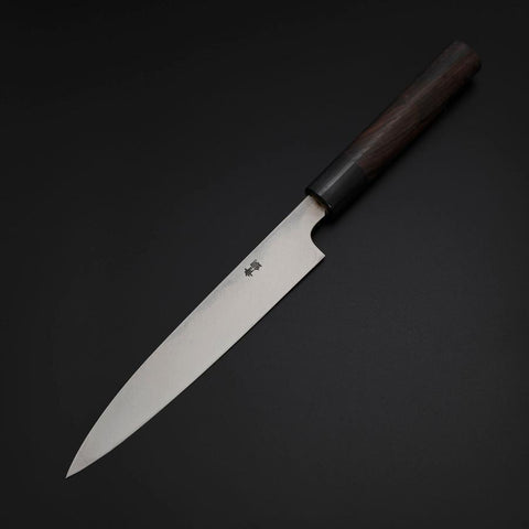 Yanagiba Blue Steel #2 Damascus Shitan Handle 180mm-[Musashi]-[Japanese-Kitchen-Knives]