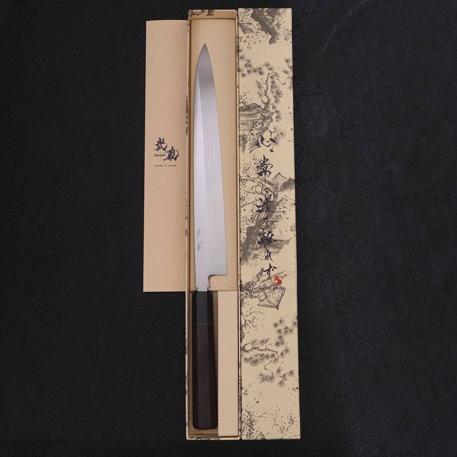 Yanagiba Blue steel #2 Honyaki Buffalo Ebony Handle 270mm-Blue steel #2-Japanese Handle-[Musashi]-[Japanese-Kitchen-Knives]