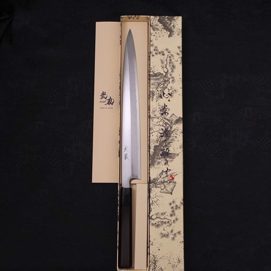 Yanagiba Blue steel #2 Kasumi Buffalo Ebony Handle 300mm-Blue steel #2-Kasumi-Japanese Handle-[Musashi]-[Japanese-Kitchen-Knives]