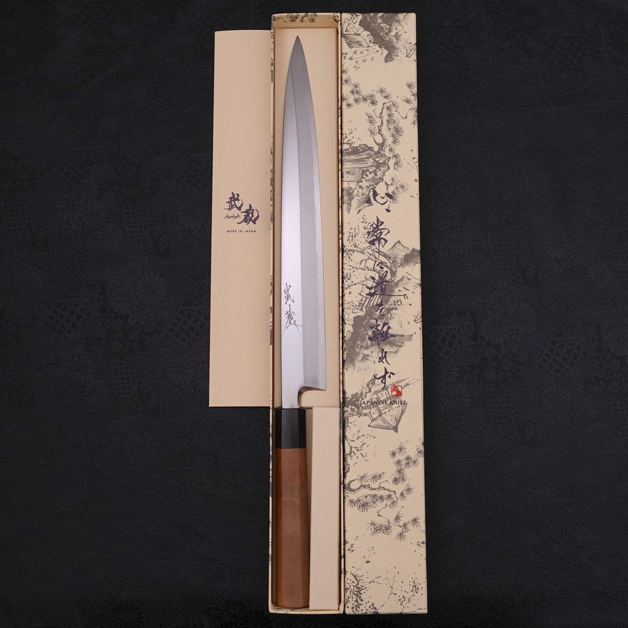 Yanagiba Blue steel #2 Kasumi Walnut Handle 300mm-Blue steel #2-Kasumi-Japanese Handle-[Musashi]-[Japanese-Kitchen-Knives]