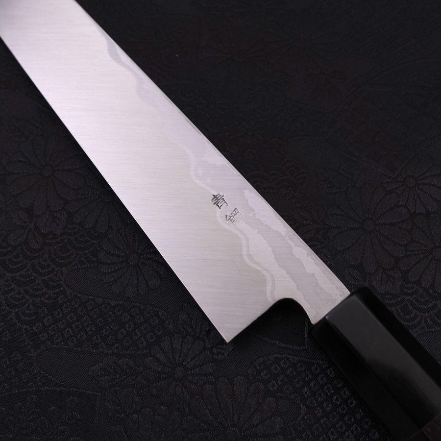 Yanagiba Blue steel #2 Suminagashi Buffalo Ebony Handle 240mm-Blue steel #2-Damascus-Japanese Handle-[Musashi]-[Japanese-Kitchen-Knives]
