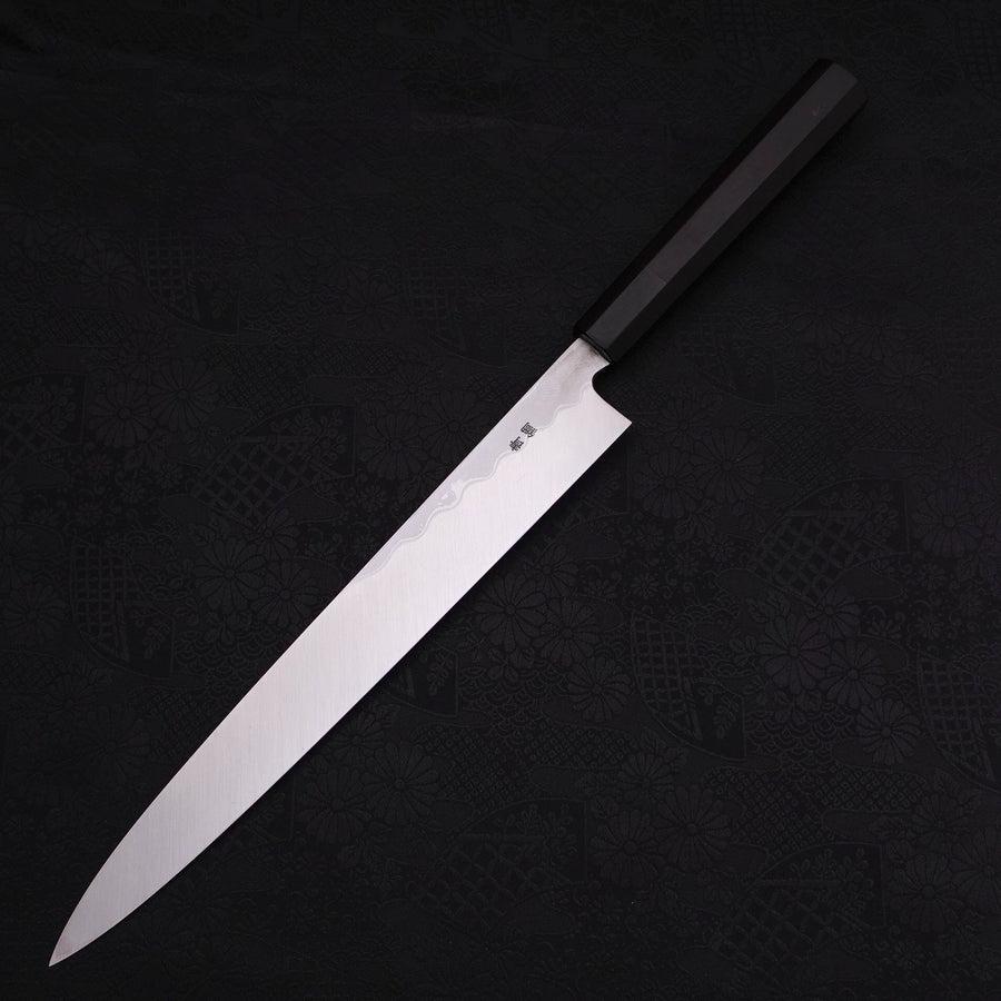 Yanagiba Blue steel #2 Suminagashi Buffalo Ebony Handle 270mm-Blue steel #2-Damascus-Japanese Handle-[Musashi]-[Japanese-Kitchen-Knives]